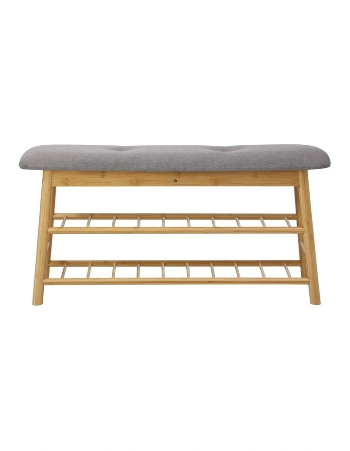 Oikiture Shoe Storage Bench Bamboo Shoes Rack Cabinet Shelf Organiser Stool 90cm image 2