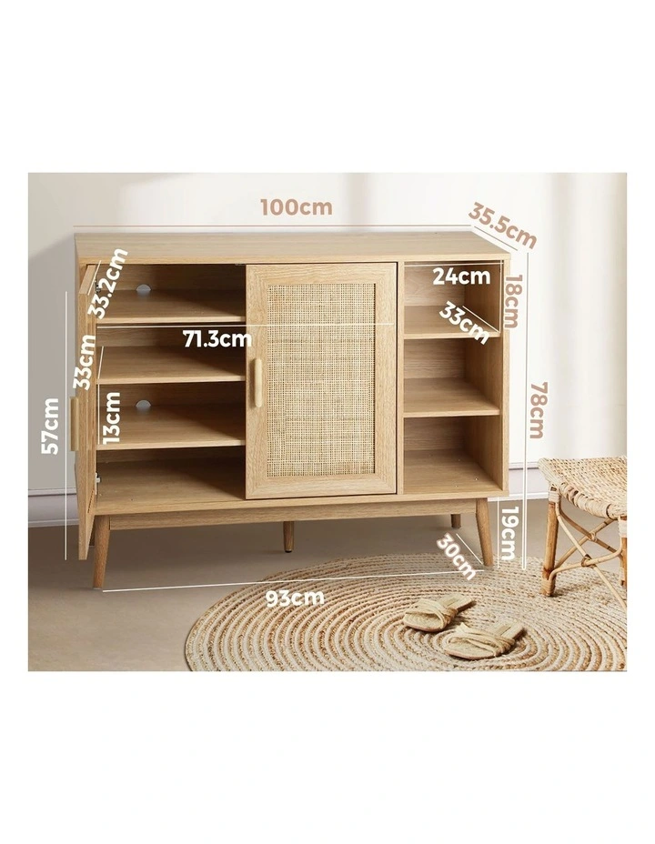 Oikiture Shoe Rack Shoes Storage Cabinet Sideboard Organiser Rattan Cupboard image 3