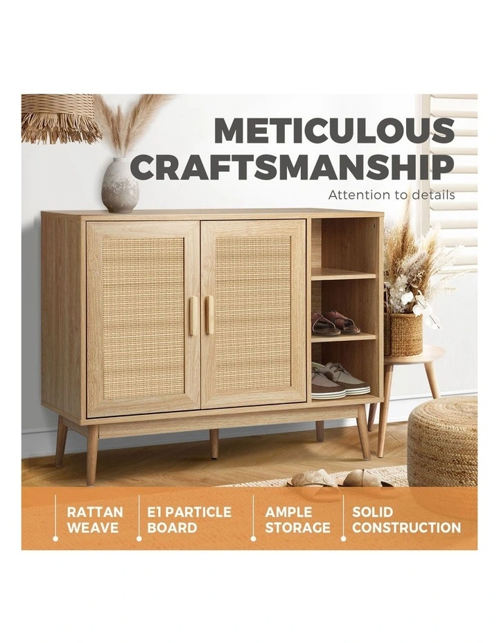 Oikiture Shoe Rack Shoes Storage Cabinet Sideboard Organiser Rattan Cupboard image 5