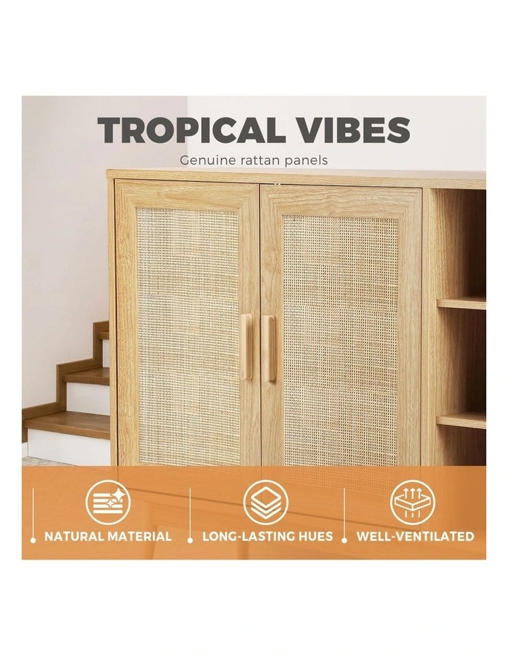 Oikiture Shoe Rack Shoes Storage Cabinet Sideboard Organiser Rattan Cupboard image 6