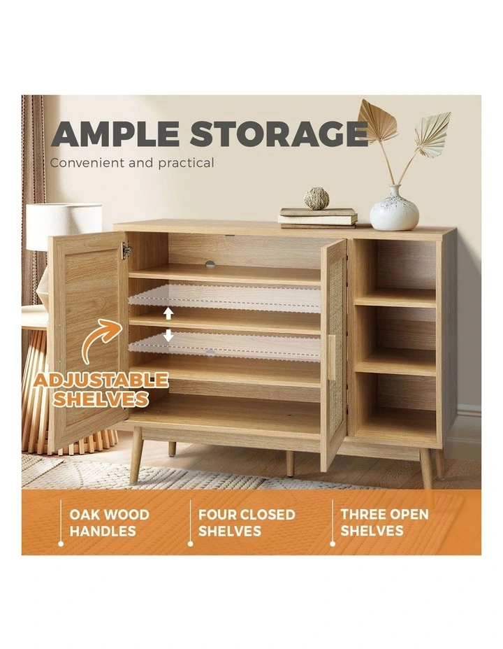 Oikiture Shoe Rack Shoes Storage Cabinet Sideboard Organiser Rattan Cupboard image 7