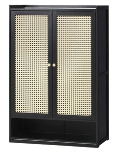 Oikiture Shoe Storage Cabinet Shoes Rack Organiser Shelf 2 Doors Rattan Black