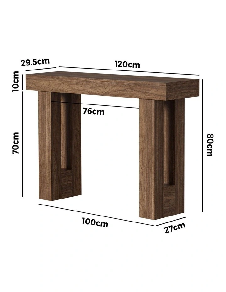 Oikiture Console Table Hallway Narrow Sofa Side Desk Storage Rack Walnut image 3
