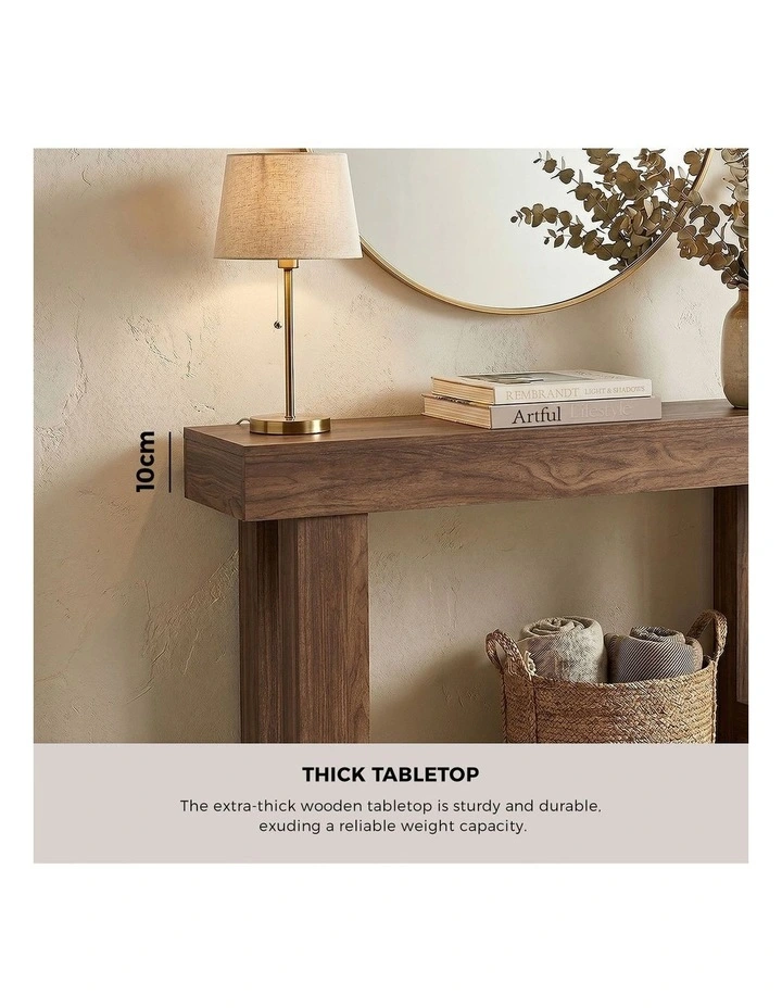 Oikiture Console Table Hallway Narrow Sofa Side Desk Storage Rack Walnut image 6