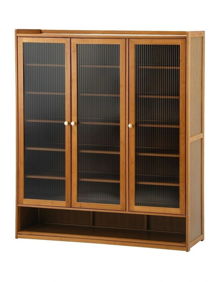 Oikiture Shoe Cabinet Shoes Storage Rack Organiser 3 Doors Shelf Brown image 1