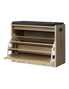 Oikiture Shoe Cabinet Bench Shoes Storage Organiser Cupboard Wooden 15 Pairs