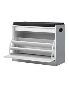 Oikiture Shoe Cabinet Bench Shoes Storage Cupboard Footwear Stand White 15 Pairs