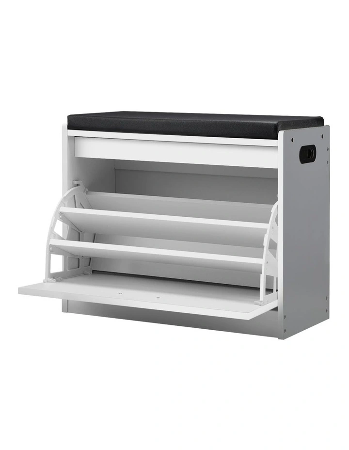 Oikiture Shoe Cabinet Bench Shoes Storage Cupboard Footwear Stand White 15 Pairs image 1