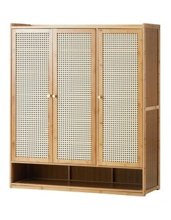 Oikiture Shoe Storage Cabinet Shoes Rack Organiser 7 Tier Shelf Rattan Natural