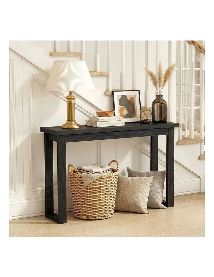 Oikiture Console Table Narrow Hall Entryway Sofa Table Display Shelf Black image 5