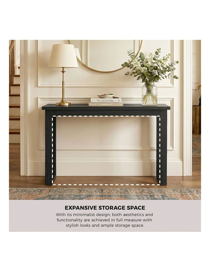 Oikiture Console Table Narrow Hall Entryway Sofa Table Display Shelf Black image 6