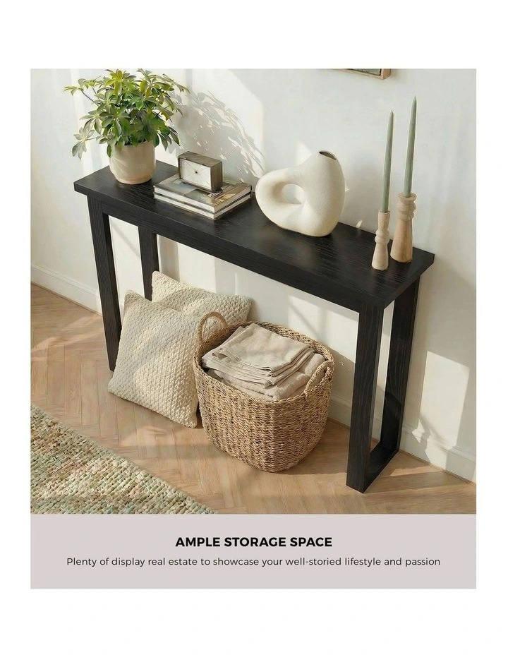 Oikiture Console Table Narrow Hall Entryway Sofa Table Display Shelf Black image 7