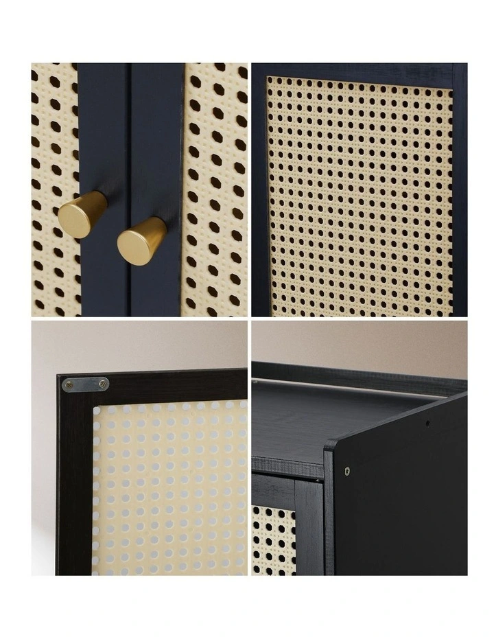 Oikiture Shoe Storage Cabinet Shoes Rack Organiser Shelf 4 Doors Rattan Black image 6