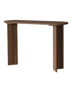 Oikiture Console Table Oval Entryway Storage Hallway Sofa Side Desk Walnut