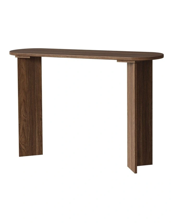 Oikiture Console Table Oval Entryway Storage Hallway Sofa Side Desk Walnut image 1