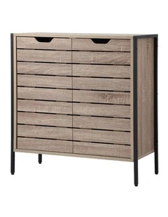 Oikiture Shoe Rack Shoes Storage Cabinet Organiser Shelf 2 Doors Brown