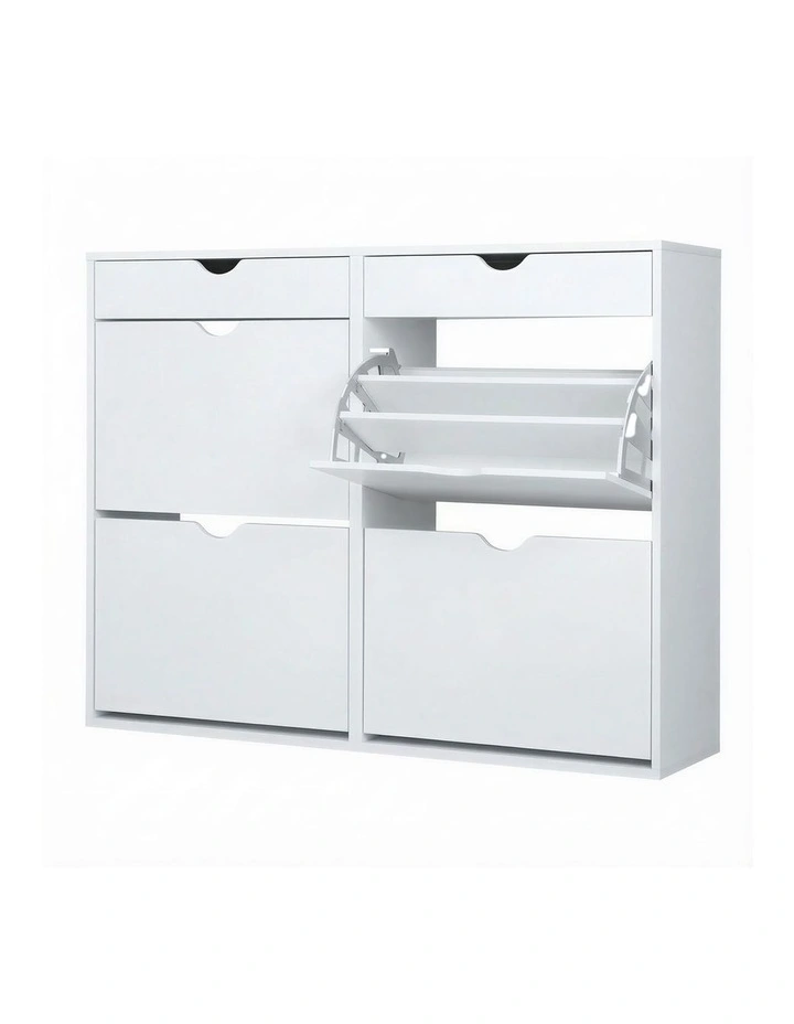 Oikiture Shoe Rack Shoe Storage Cabinet Cupboard Organiser Shelf 36 Pairs White image 1