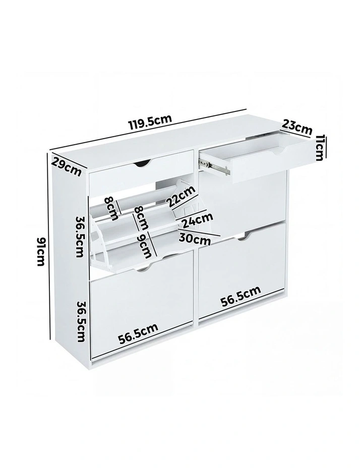 Oikiture Shoe Rack Shoe Storage Cabinet Cupboard Organiser Shelf 36 Pairs White image 3
