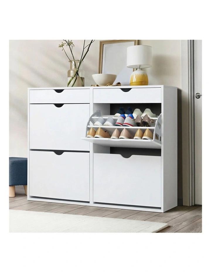 Oikiture Shoe Rack Shoe Storage Cabinet Cupboard Organiser Shelf 36 Pairs White image 4