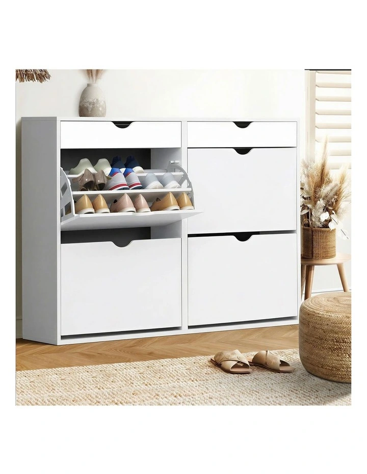 Oikiture Shoe Rack Shoe Storage Cabinet Cupboard Organiser Shelf 36 Pairs White image 5