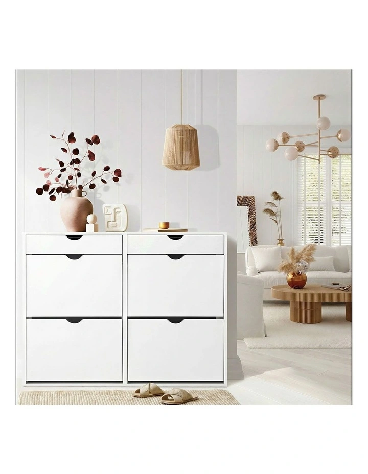 Oikiture Shoe Rack Shoe Storage Cabinet Cupboard Organiser Shelf 36 Pairs White image 7