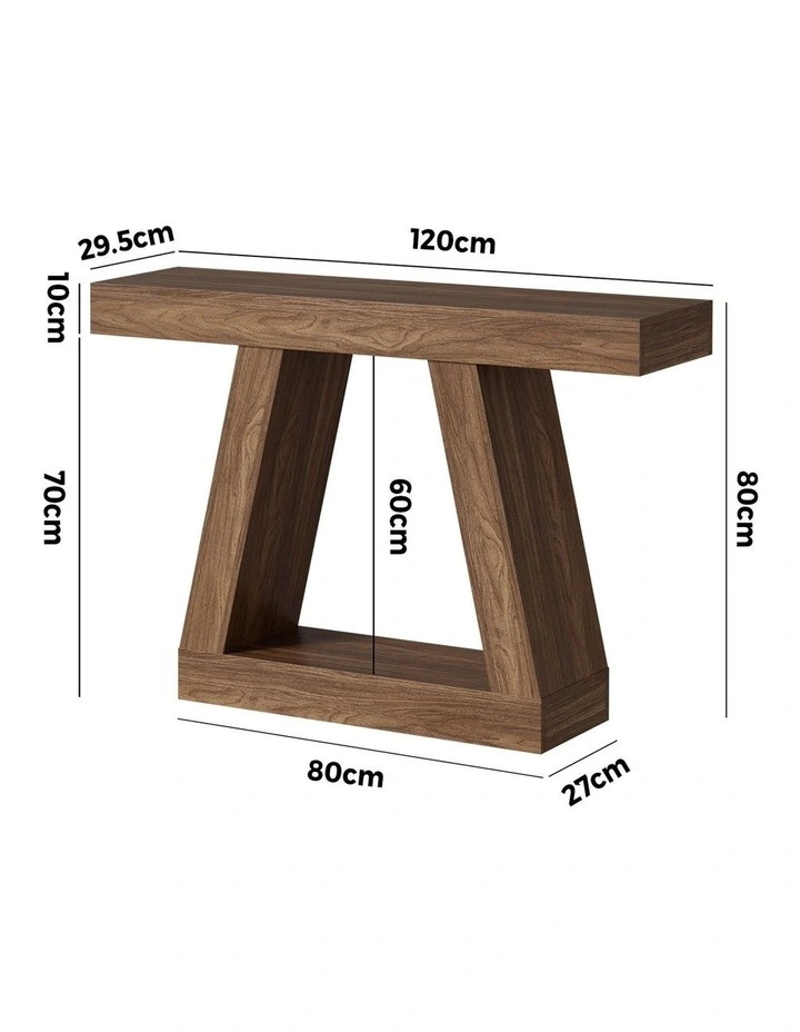 Oikiture Console Table Hallway Narrow Sofa Table Entryway Display Shelf Walnut image 3