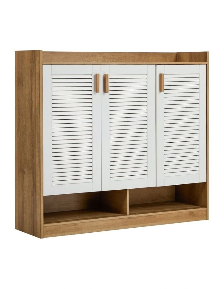 Oikiture Shoe Storage Cabinet 5-Tier Rack 3 Doors Organiser Shelf Cupboard image 1