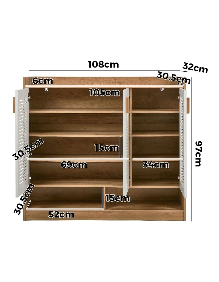 Oikiture Shoe Storage Cabinet 5-Tier Rack 3 Doors Organiser Shelf Cupboard image 3