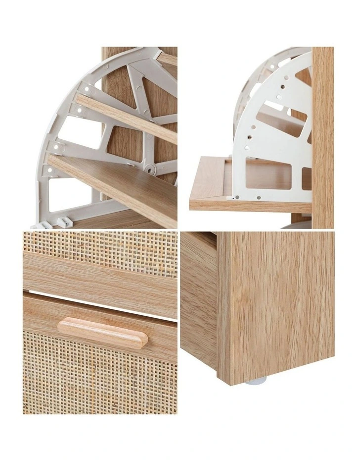 Oikiture Shoe Cabinet Storage 3 Doors Shoes Rack Organiser Rattan Shelf 45 Pairs image 6