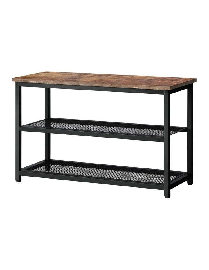 Oikiture Shoe Cabinet Bench Shoes Rack Shelf Storage 3-Tier Industrial Furniture image 1