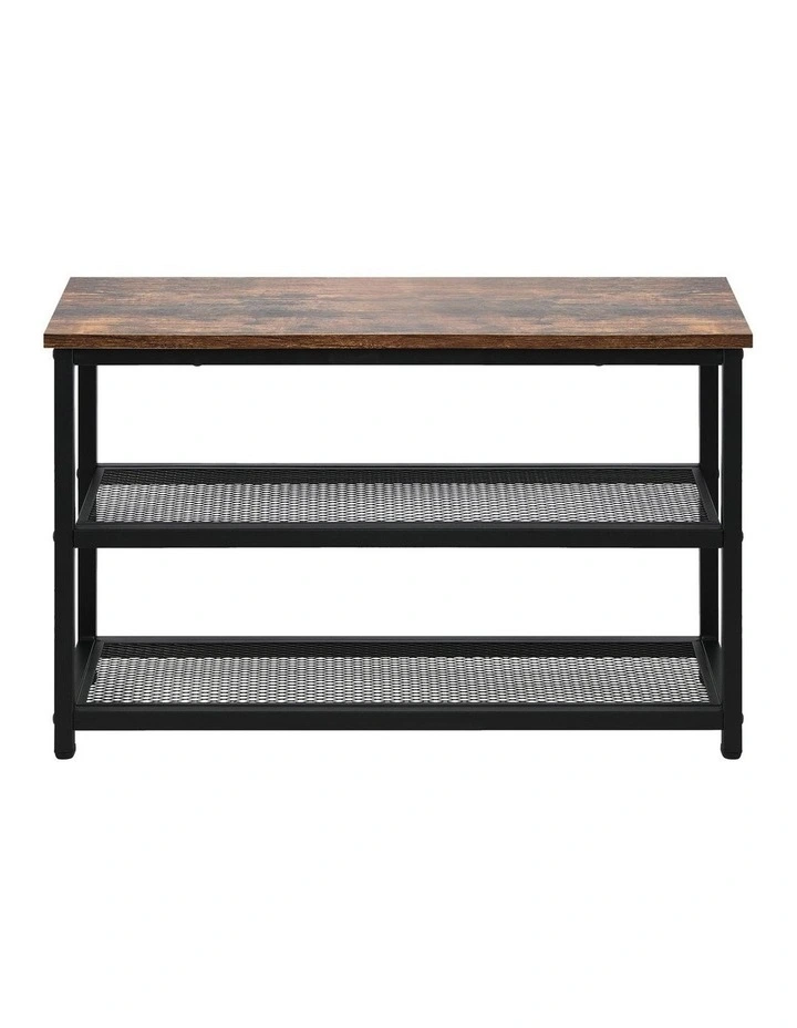 Oikiture Shoe Cabinet Bench Shoes Rack Shelf Storage 3-Tier Industrial Furniture image 2
