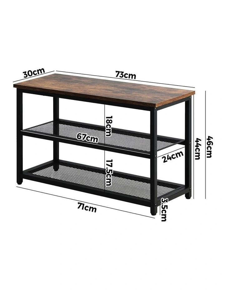 Oikiture Shoe Cabinet Bench Shoes Rack Shelf Storage 3-Tier Industrial Furniture image 3