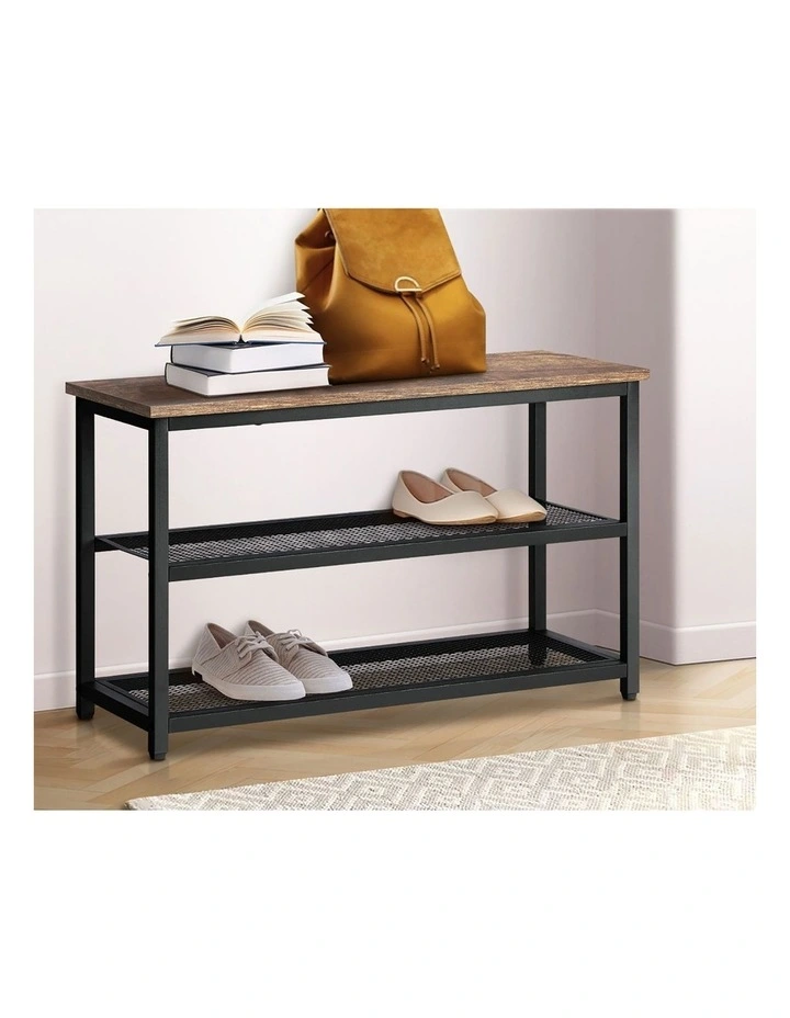 Oikiture Shoe Cabinet Bench Shoes Rack Shelf Storage 3-Tier Industrial Furniture image 5