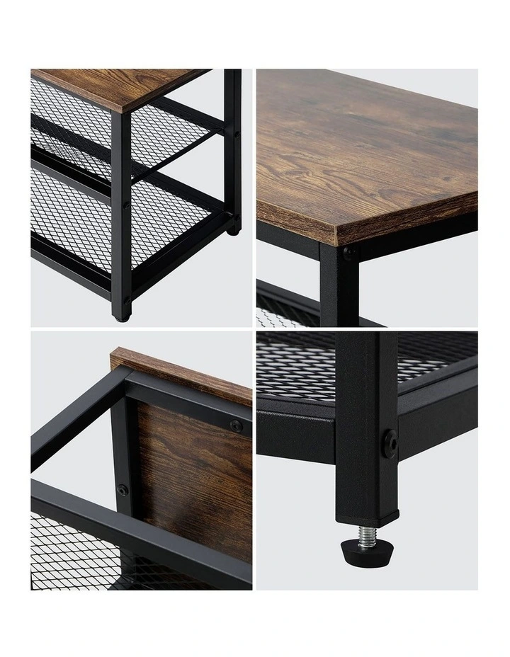 Oikiture Shoe Cabinet Bench Shoes Rack Shelf Storage 3-Tier Industrial Furniture image 6