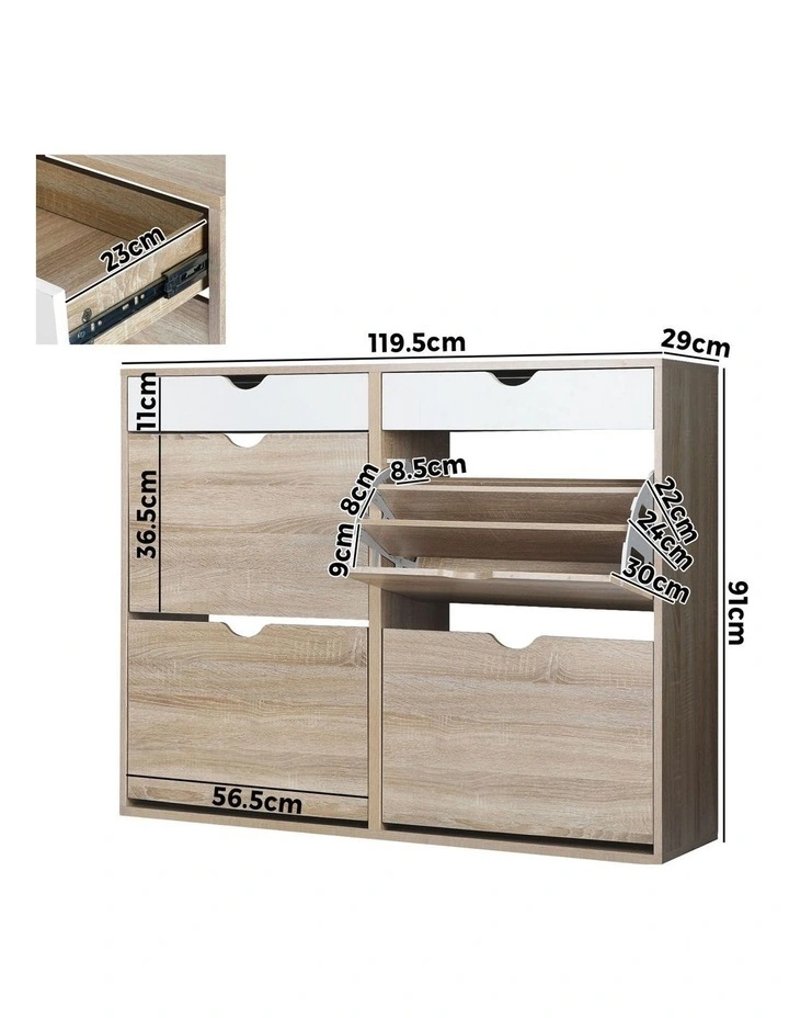 Oikiture Shoe Rack Shoe Storage Cabinet Cupboard Organiser Shelf Wooden 36 Pairs image 3