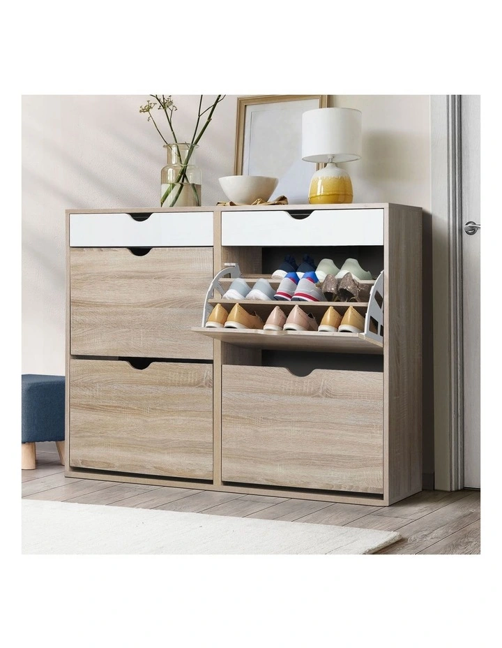 Oikiture Shoe Rack Shoe Storage Cabinet Cupboard Organiser Shelf Wooden 36 Pairs image 4