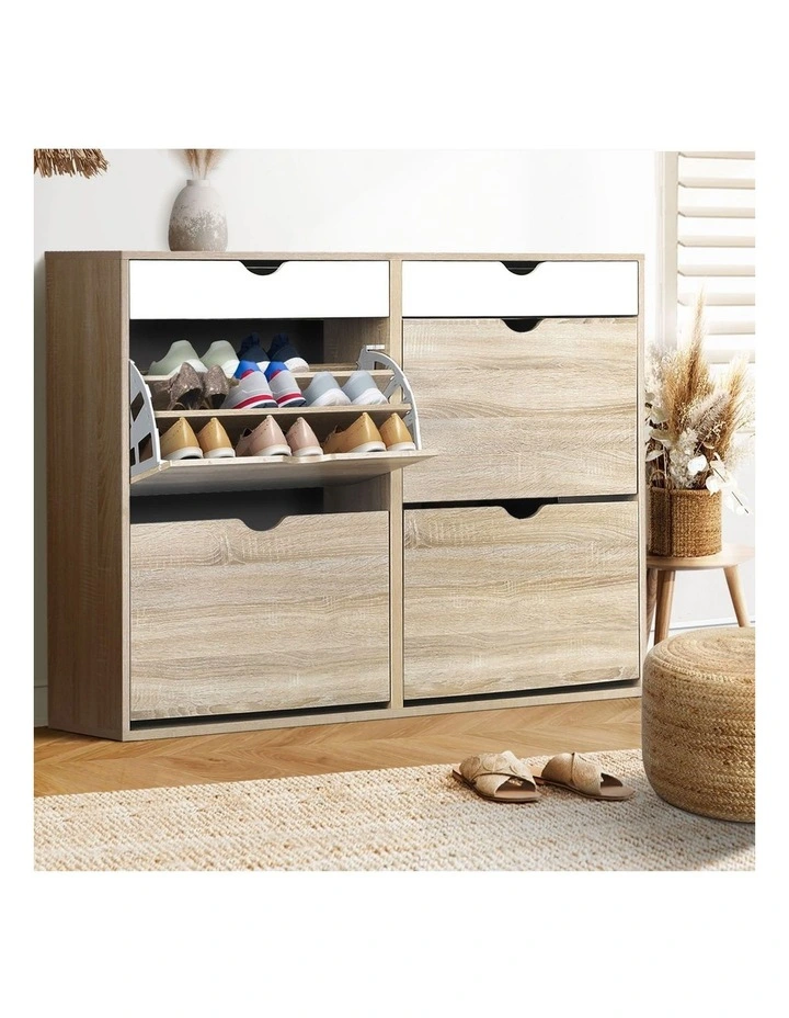 Oikiture Shoe Rack Shoe Storage Cabinet Cupboard Organiser Shelf Wooden 36 Pairs image 5