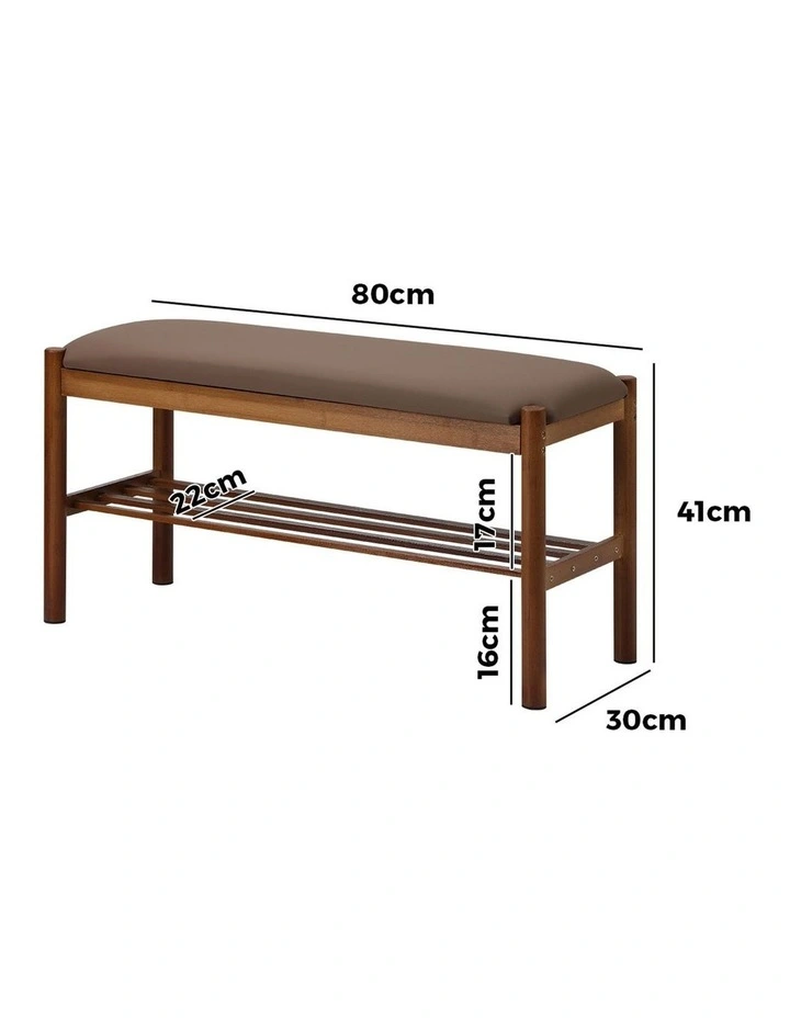Oikiture Shoe Bench Bamboo Shoes Rack Cabinet Shelf Stool 80cm image 3