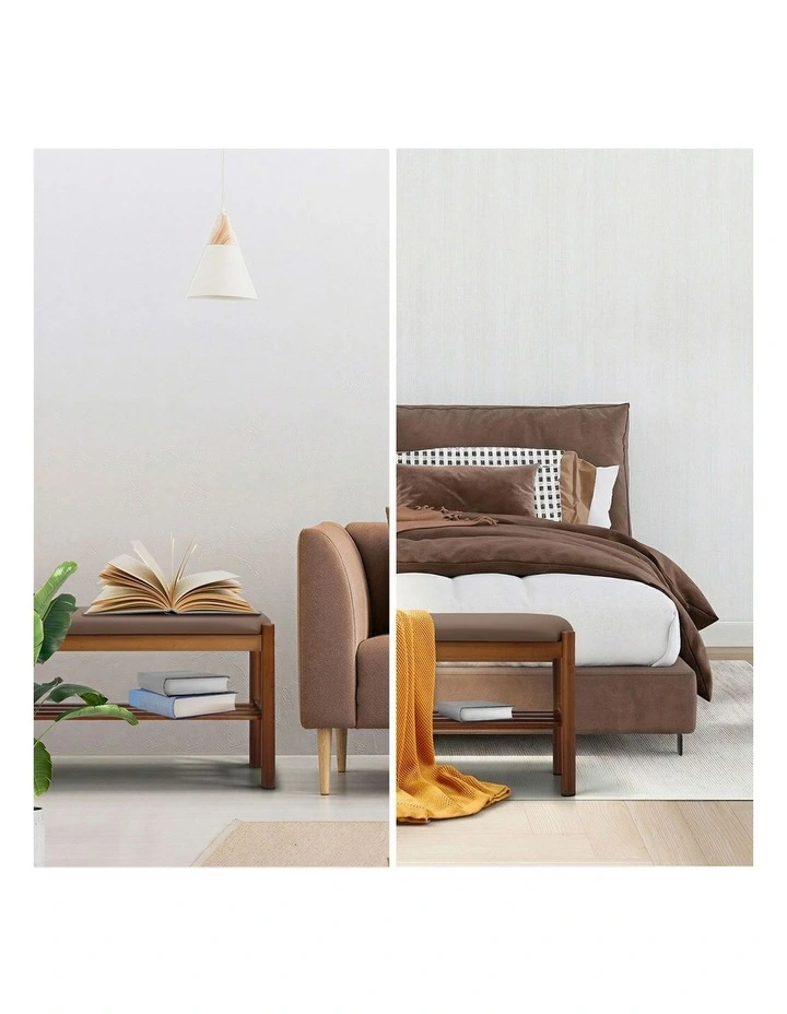 Oikiture Shoe Bench Bamboo Shoes Rack Cabinet Shelf Stool 80cm image 5