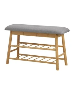 Oikiture Shoe Storage Bench Bamboo Shoes Rack Cabinet Shelf Organiser Stool 70cm