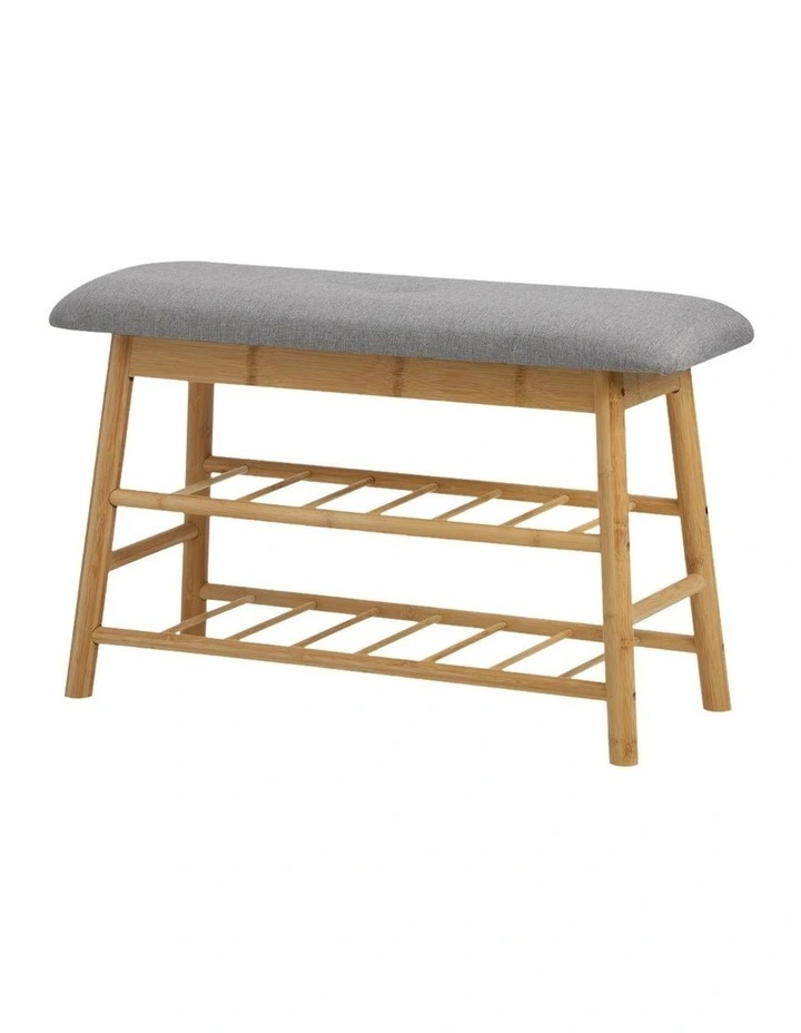 Oikiture Shoe Storage Bench Bamboo Shoes Rack Cabinet Shelf Organiser Stool 70cm image 1