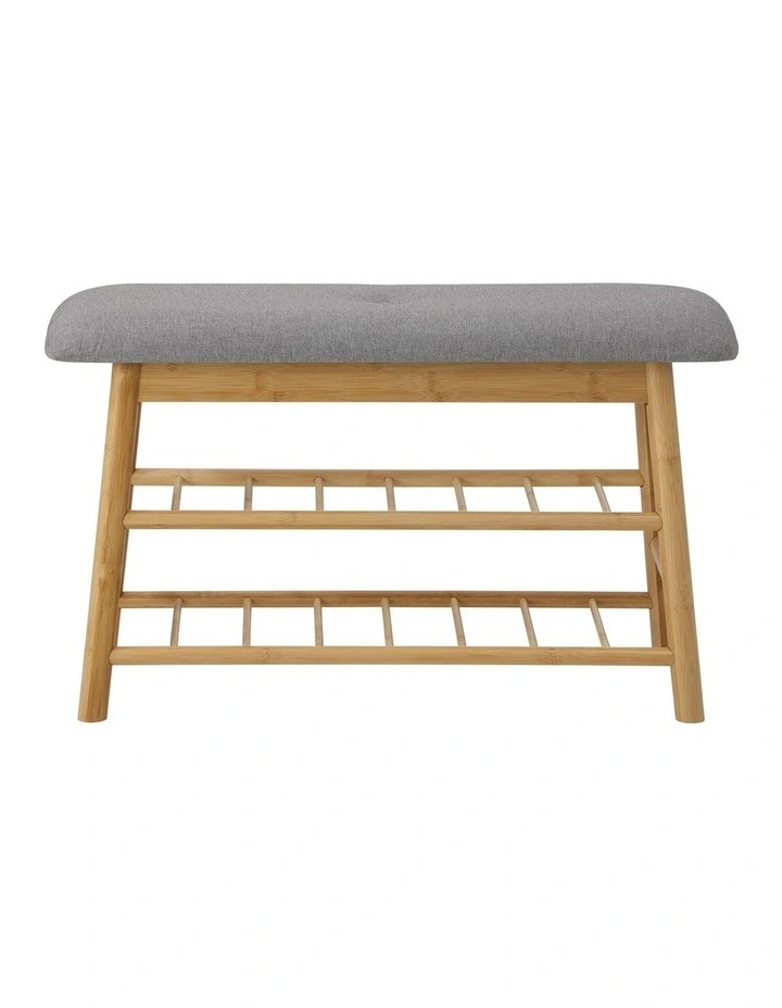Oikiture Shoe Storage Bench Bamboo Shoes Rack Cabinet Shelf Organiser Stool 70cm image 2