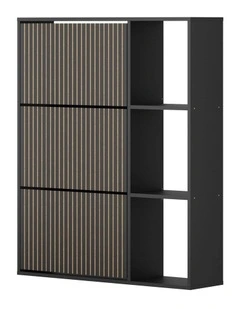 Oikiture Shoe Rack Storage Cabinet with Display Shelves Organiser Black