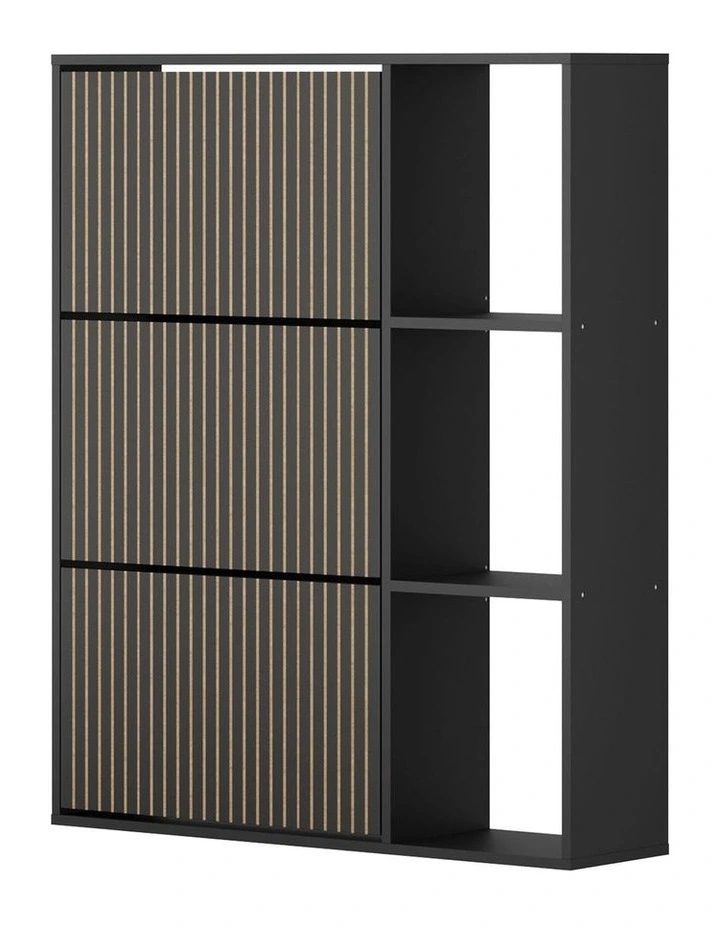 Oikiture Shoe Rack Storage Cabinet with Display Shelves Organiser Black image 1