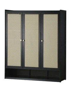 Oikiture Shoe Storage Cabinet Shoes Rack Organiser Shelf 3 Doors Rattan Style