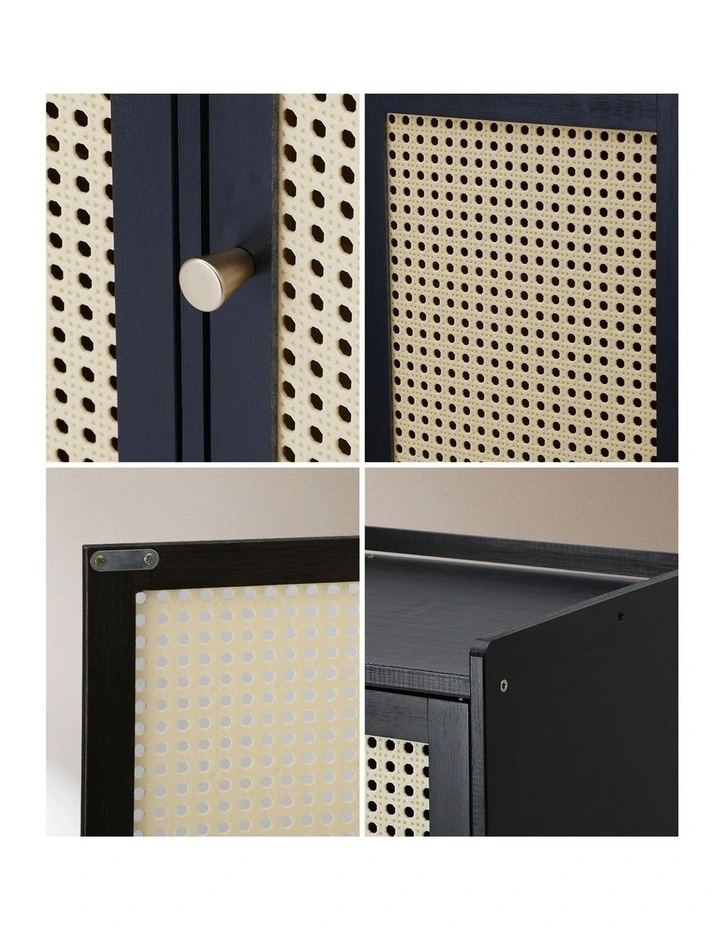 Oikiture Shoe Storage Cabinet Shoes Rack Organiser Shelf 3 Doors Rattan Style image 7