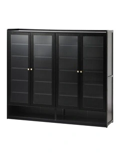 Oikiture Shoe Cabinet Shoes Storage Rack Organiser 4 Doors Shelf Black