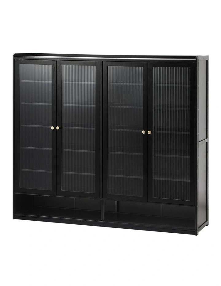 Oikiture Shoe Cabinet Shoes Storage Rack Organiser 4 Doors Shelf Black image 1