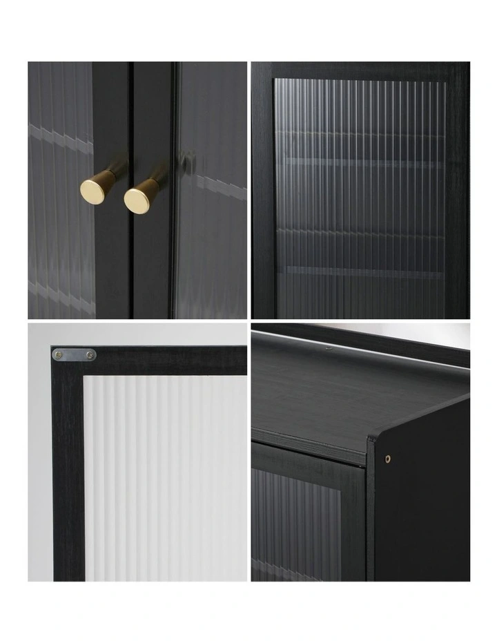 Oikiture Shoe Cabinet Shoes Storage Rack Organiser 4 Doors Shelf Black image 7