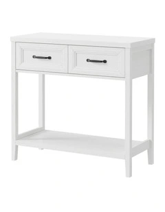 Oikiture Console Table 2 Drawers Hallway Entryway Storage Display Shelf White